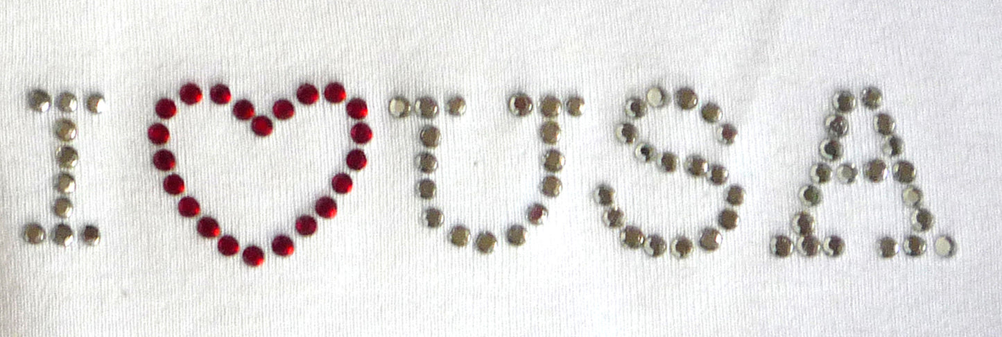 Bella - I LOVE USA White Tank Top w/Rhinestones