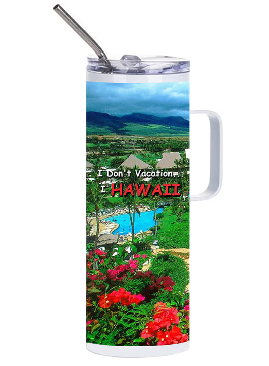 Hawaii Insulated 20 oz Skinny Tumbler Wrapped Image w/Handle