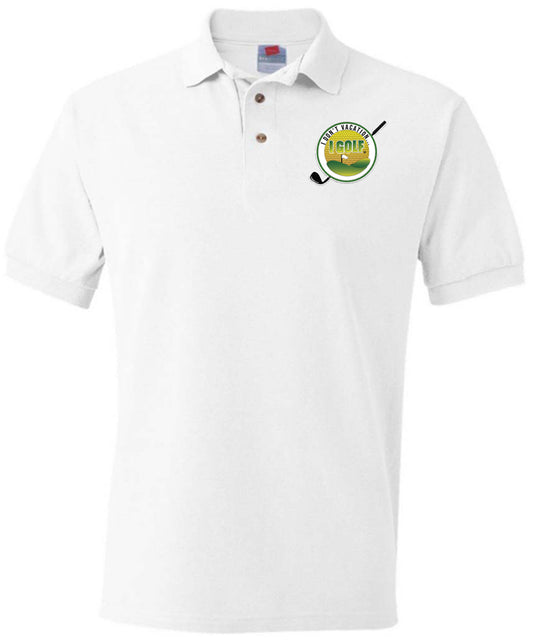 Hanes White Golf Polo Shirt w/Logo 2