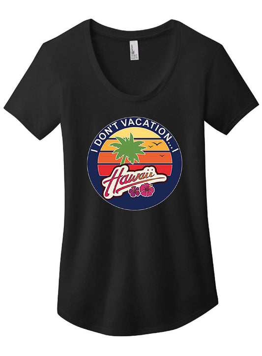 Hawaii Black Scoop Neck T Shirt