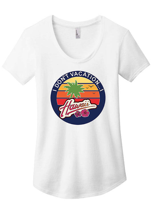 Hawaii White Scoop Neck Shirt