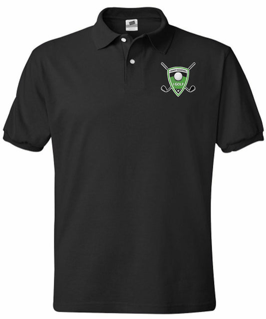 Hanes Black Golf Polo Shirt w/Logo 1