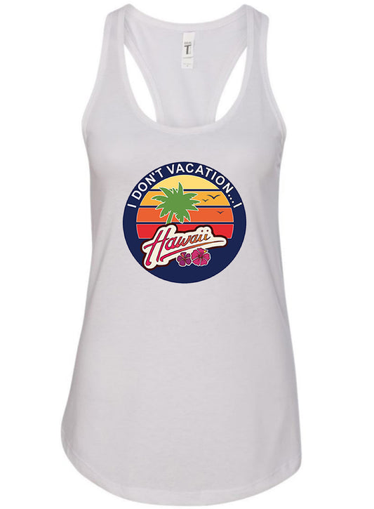 Hawaii White Racerback Tank Top
