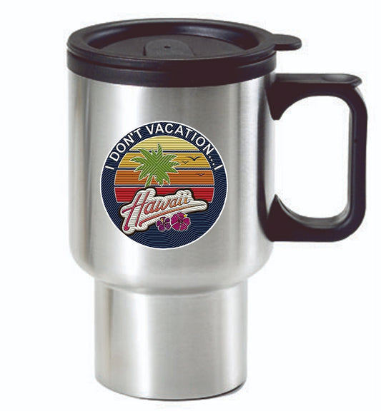 Hawaii 16 oz Stainless Steel Travel Mug w/Handle