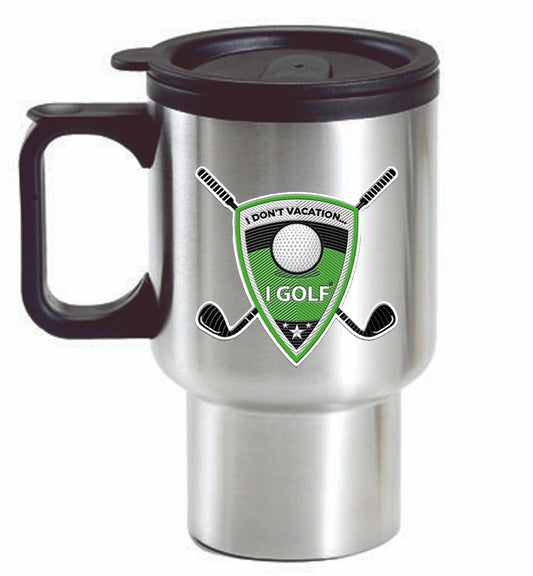 16 oz "Golf" Stainless Steel Travel Mug w/Handle Logo 1